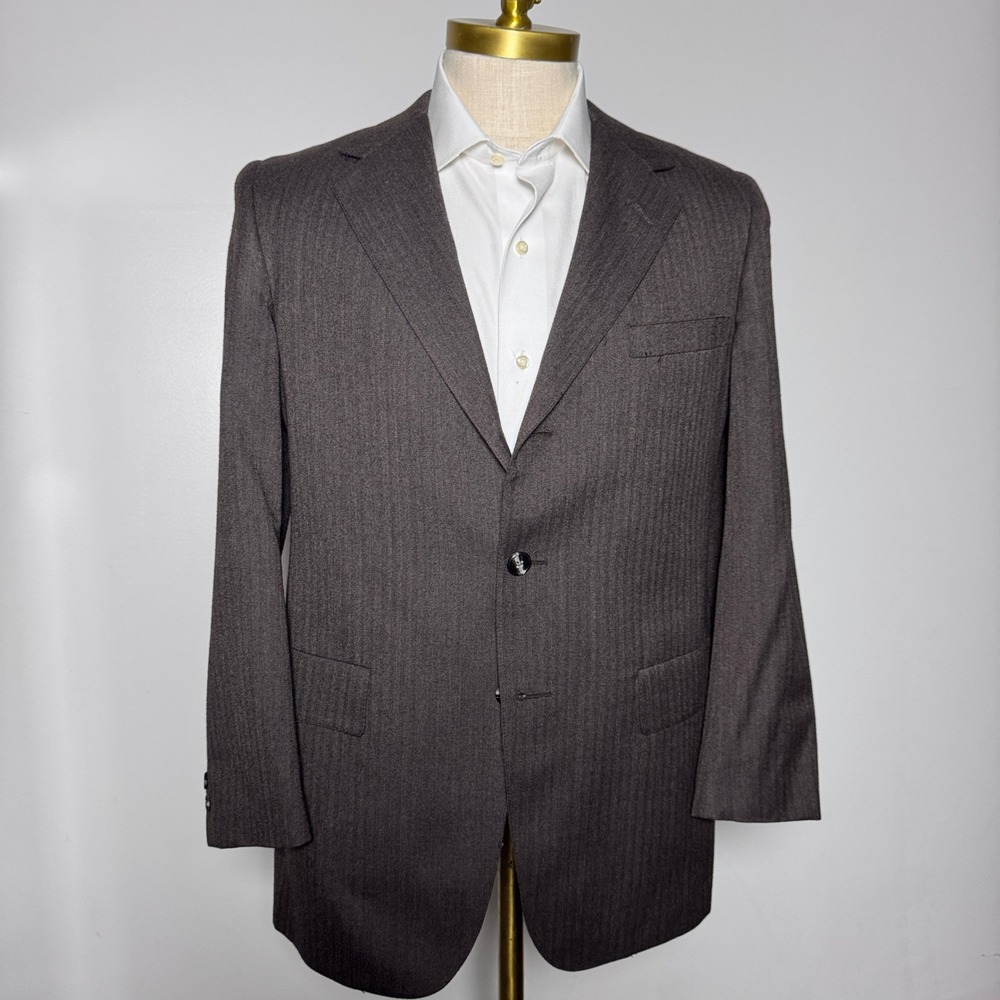 Hart Schaffner & Marx‎ Blazer Mens 38R Brown Herringbone Heritage Cloth Vintage